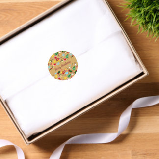 Juldekaler för presentinpackning runt klistermärke