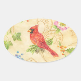 Juldekaler Kardinal Vintage Oval Ovalt Klistermärke