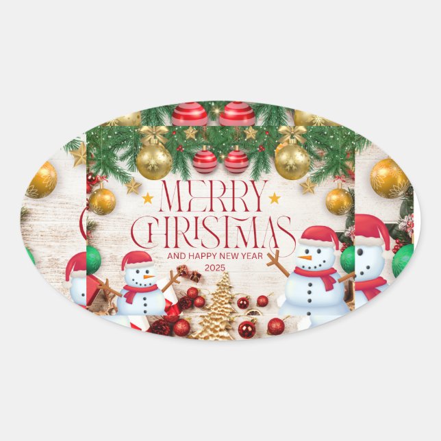 Juldekaler Ovalt Klistermärke (Framsida)