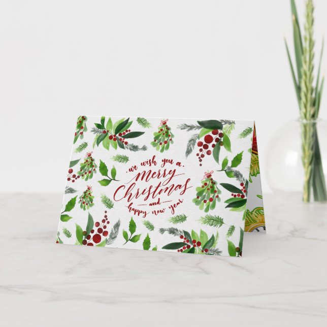 Juldekoration Akvarell Konst Kort (Framsida)