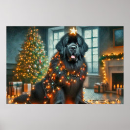 Juldekoration för Newfie Poster