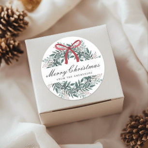 Juldekoration Julkrans Julpresent Runt Klistermärke