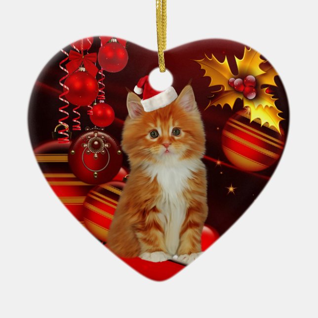 Juldekoration Katt Med Tomtehatt (Framsidan)