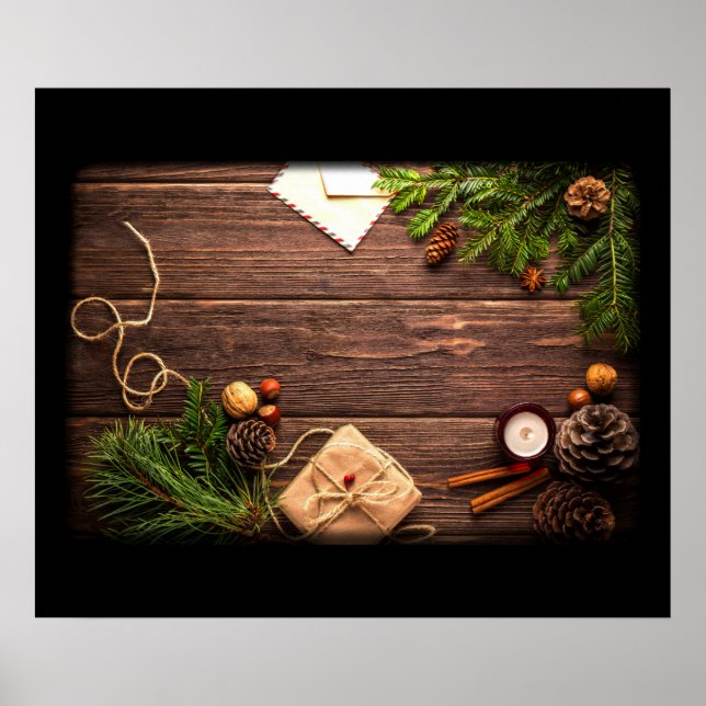 JulDekoration med Barn Wood och Gräs Poster (Framsidan)