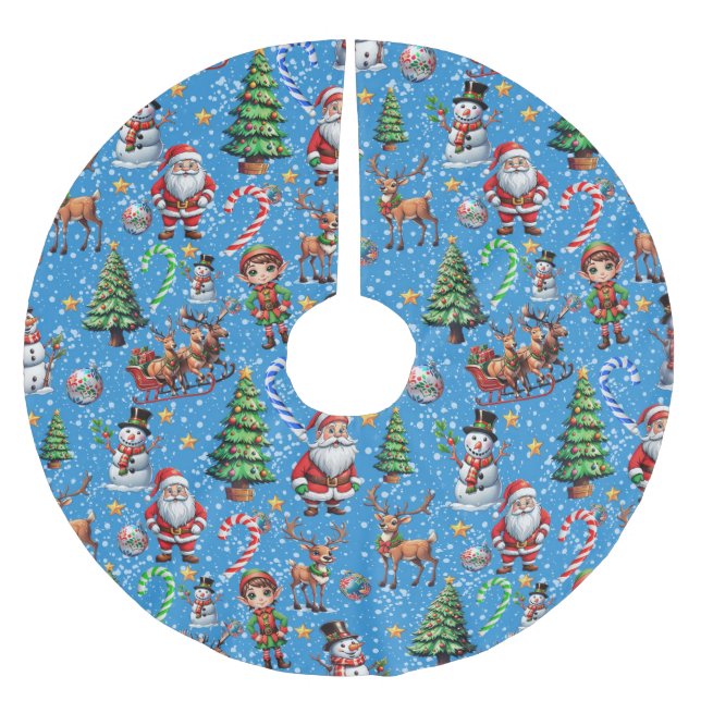 Juldekoration med blå bakgrund julgransmatta borstad polyester (Framsidan)