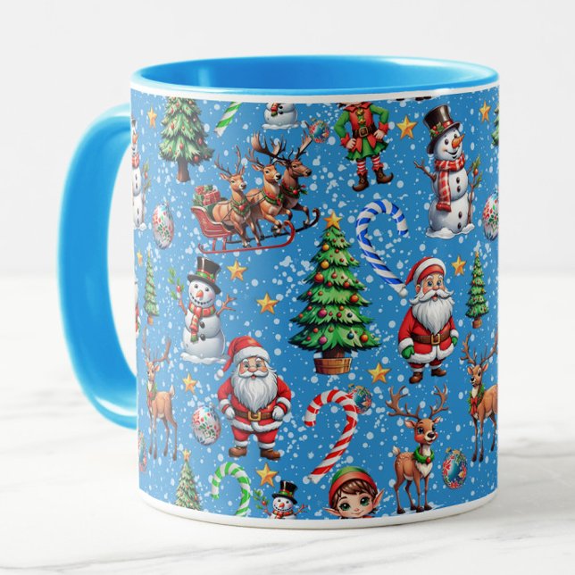 Juldekoration med blå bakgrund mugg (Skapare uppladdad)