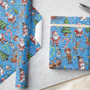 Juldekoration med blå bakgrund presentpapper