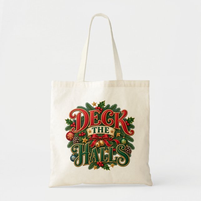 Juldekoration med 'Deck the Halls'-design Tygkasse (Framsidan)