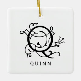 Juldekoration med elegant monogram bokstav Q