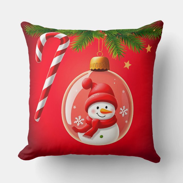 Juldekoration med Snöman Kudde (Framsida)