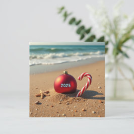 Juldekoration på strand julkort