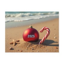 Juldekoration på strand julkort