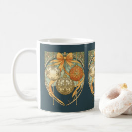 Juldekoration Röd Orange Beige Art Nouveau Kaffemugg