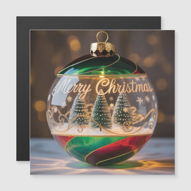 Juldekoration Snöglob med Liten Träd (Fram/baksida)