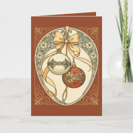 Juldekorationer Beige och Röd Art Nouveau Helgkort