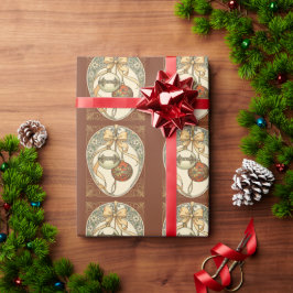 Juldekorationer Beige och Röd Art Nouveau Presentpapper