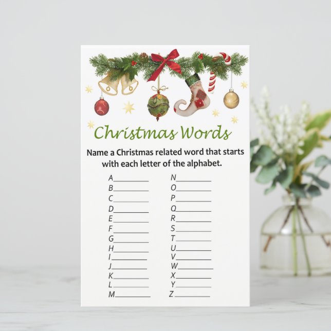 Juldekorationer christmas alphabet ord gam (Stående Fram)