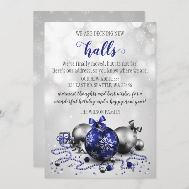 Juldekorationer Decting the New Halls Flytta Julkort (Fram/baksida)