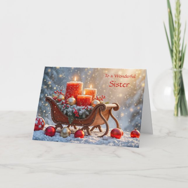 Juldekorationer för syster i snön kort (Framsida)