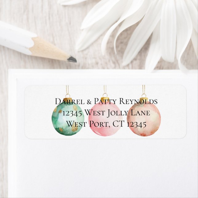 Juldekorationer i Mint Rosa ros Guld Returadress Etikett (Insitu)
