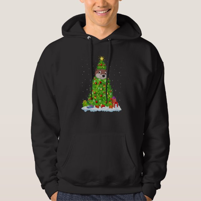 Juldekorationer Ljus Santa Havsutter Jul  Hoodie (Framsida)