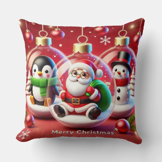 Juldekorationer med jultomten kudde (Framsida)