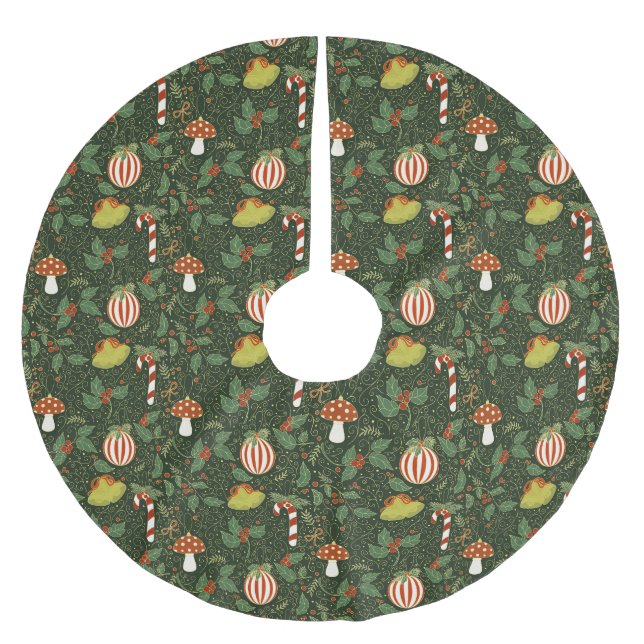 Juldekorationer Mörkgrön Trädskörtel Julgransmatta Borstad Polyester (Framsidan)