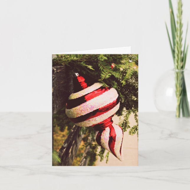 Juldekorationer och grönska på staket kort (Framsida)