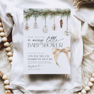Juldekorationer och neutral båge Baby Shower Inbjudningar
