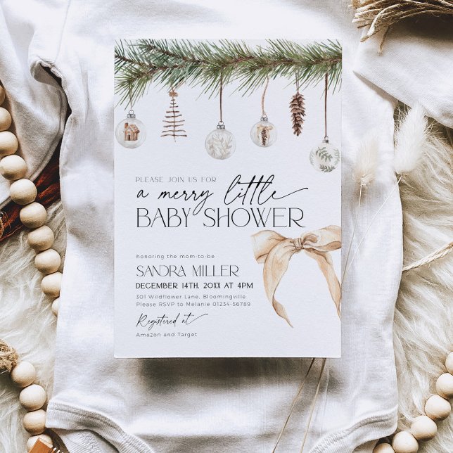 Juldekorationer och neutral båge Baby Shower Inbjudningar (Skapare uppladdad)