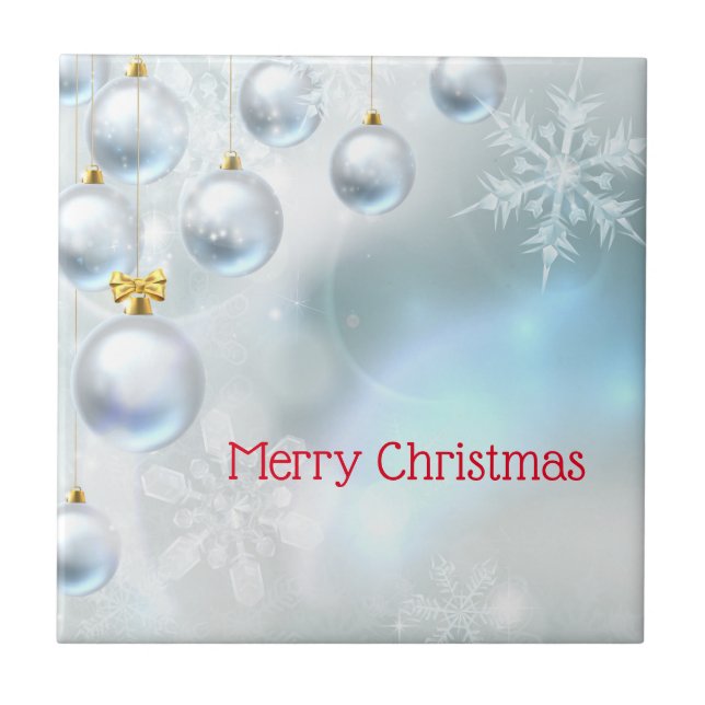 juldekorationer och snöflingor  kakelplatta (Framsidan)