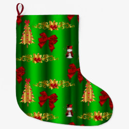 Juldekorationer på Grönt Stor Julstrumpa