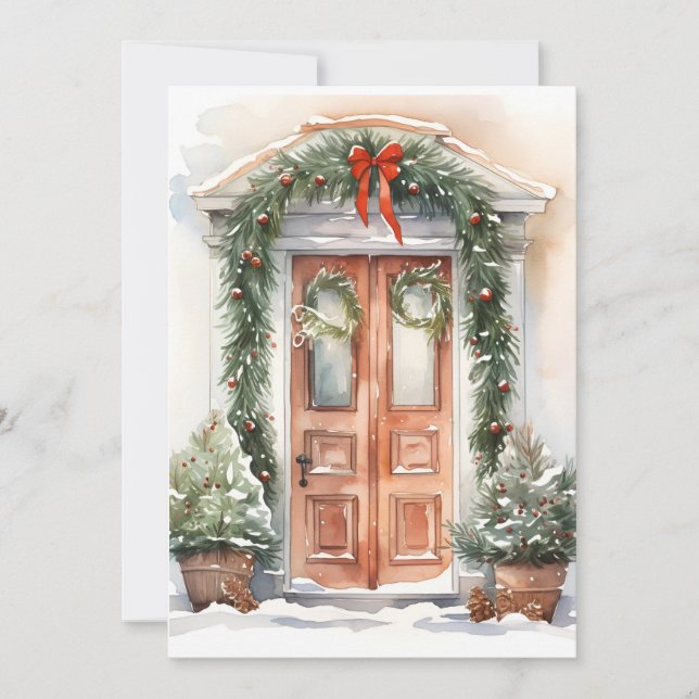 Juldekorationer på julhälsningskort julkort (Framsida)