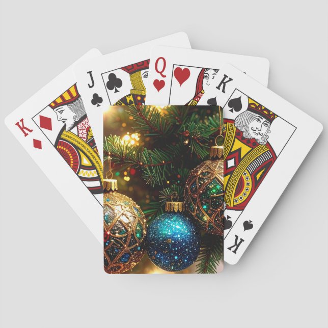 Juldekorationer på städsegrön julgran Högtid Casinokort (Baksidan)