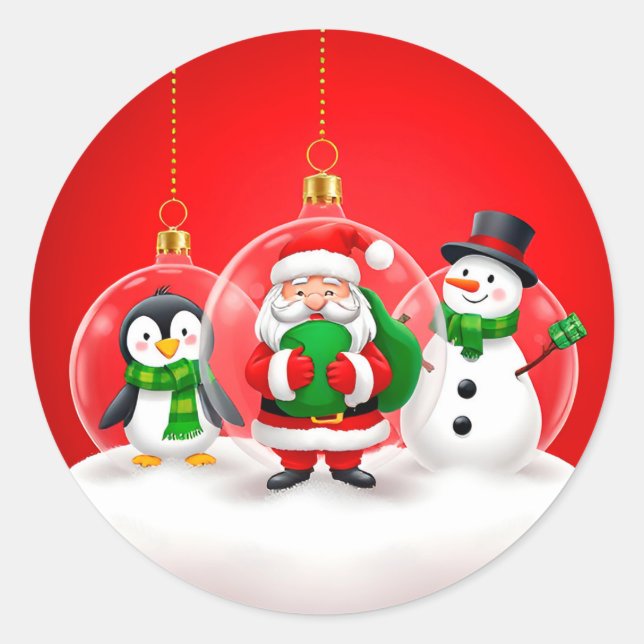 Juldekorationer Runt Klistermärke (Framsida)