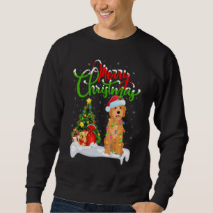 Juldekorationer Santa Goldendoodle Hund Jul Lång Ärmad Tröja