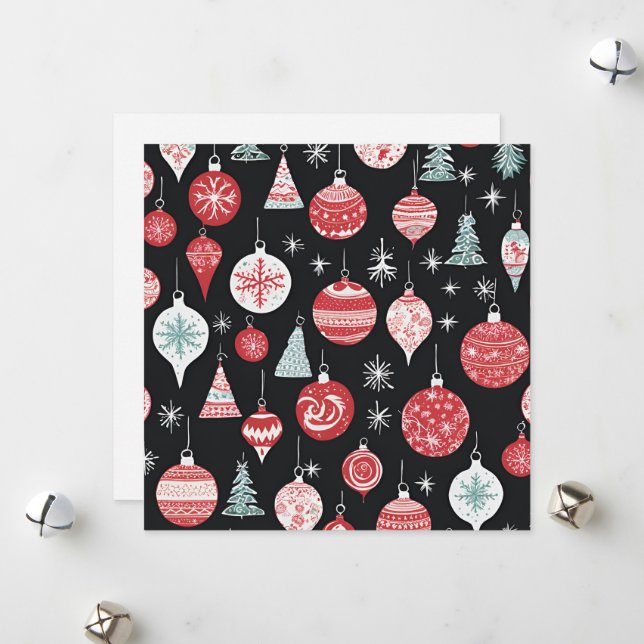 Juldekorationer Svarta Julkort (Fram/Back In Situ)