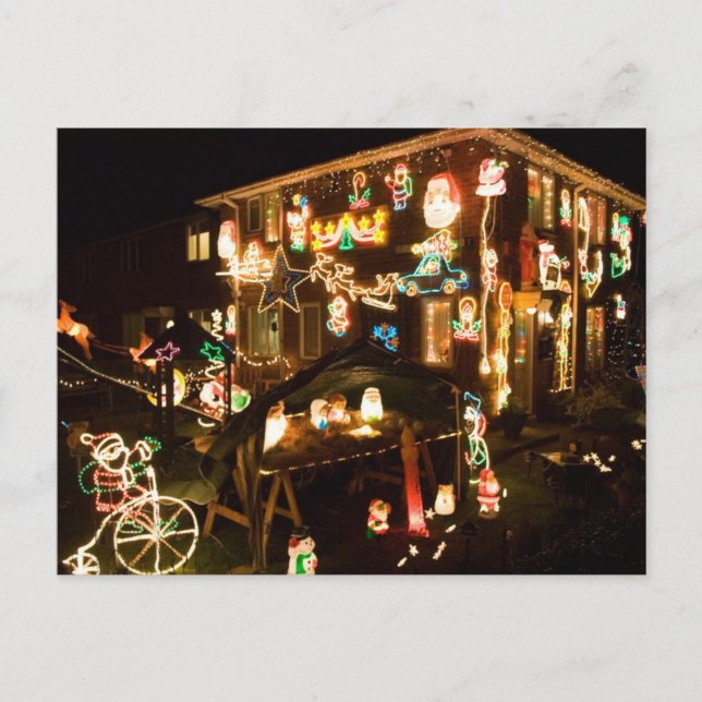 Juldekorationer utomhus helg vykort (Framsida)