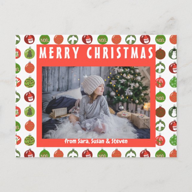 Juldekorationer Xmas-bollar ANPASSAD Högtid Vykort (Framsida)