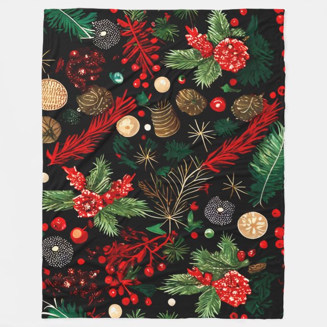Juldekorativ blanket, stor fleecefilt (Framsidan)