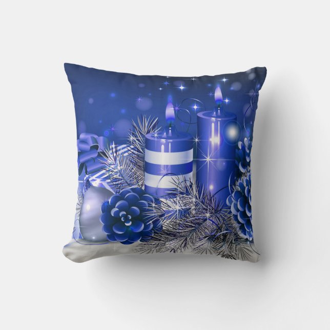 Juldekorativ kudde/stearinljus och gräskottar kudde (Framsida)