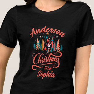 Juldekorerad familj namn redigerbar t shirt