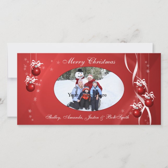 Juldekorerat fotokort julkort (Framsida)