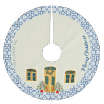 Juldekorerat hus och portugisiska plattor