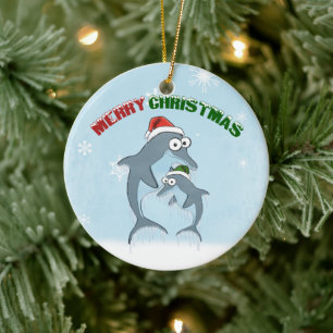 Juldelfiner Ornament (dubbla sid)