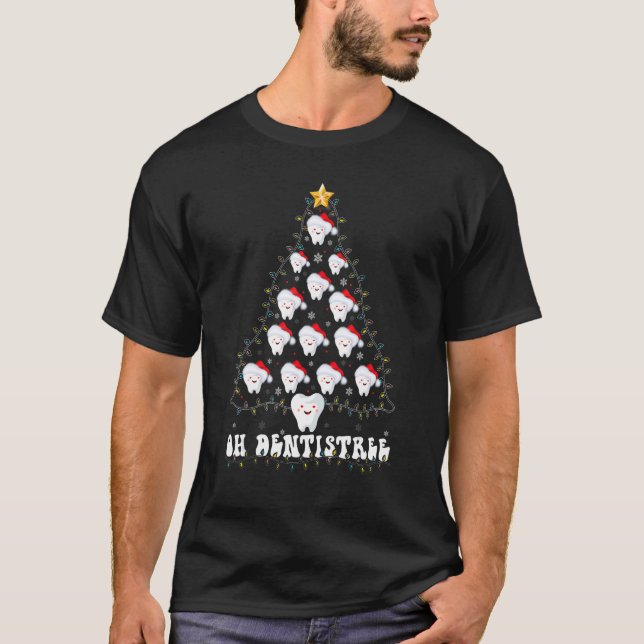 Juldentist Oh Dentistree Santa Tooth Träd D T Shirt (Framsida)