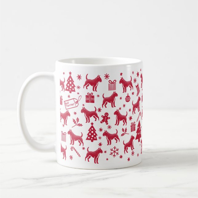 Juldesign för Bull Terrier Kaffemugg (Vänster)