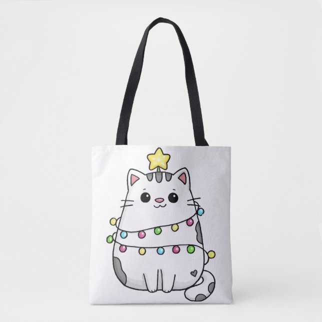 Juldesign för Cute Cat Tygkasse (Framsida)