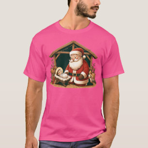 Juldesign Kneeling Jultomten med Baby Je T Shirt