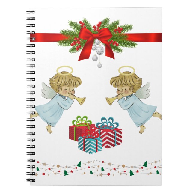 Juldesign med änglar anteckningsbok (Framsidan)
